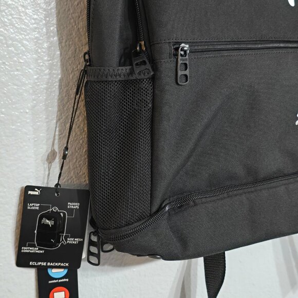 Puma Daily Backpack w Laptop Sleeve. Black.  Footwear compartment.  Nwt. - Picture 5 of 9